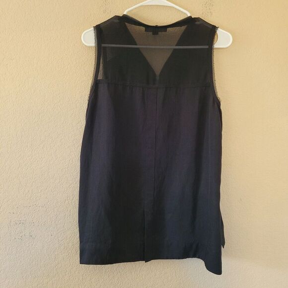 ALLSAINTS Lottie Zip Front Top Womens Size US 6 Black Sleeveless Sheer Designer - Picture 6 of 7